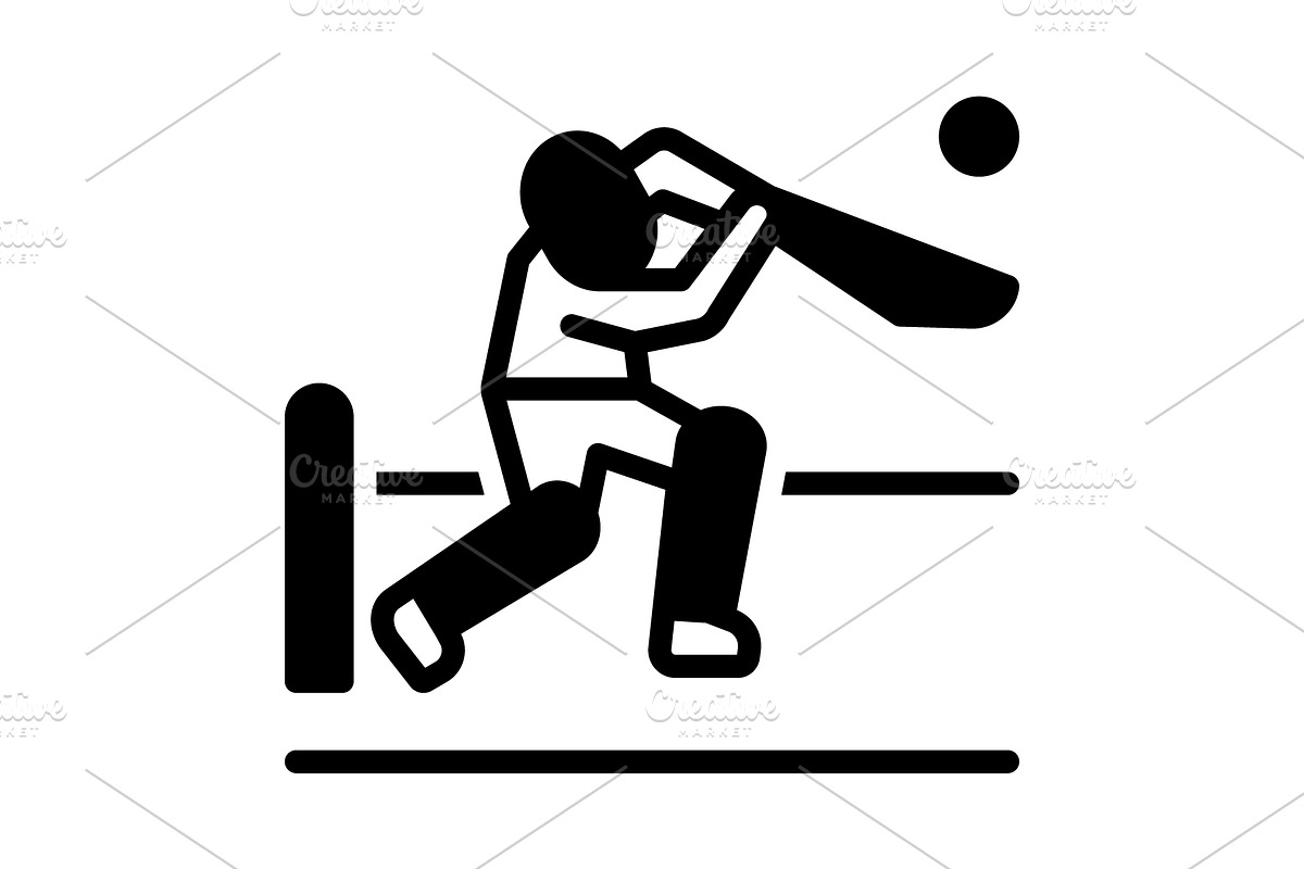 Cricket batsman solid icon, a Solid Icon by Creative priyanka