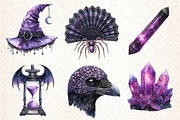 Spooky Purple Halloween Clipart, an Illustration by Dream Creation (Thumbnail 6 of 7)