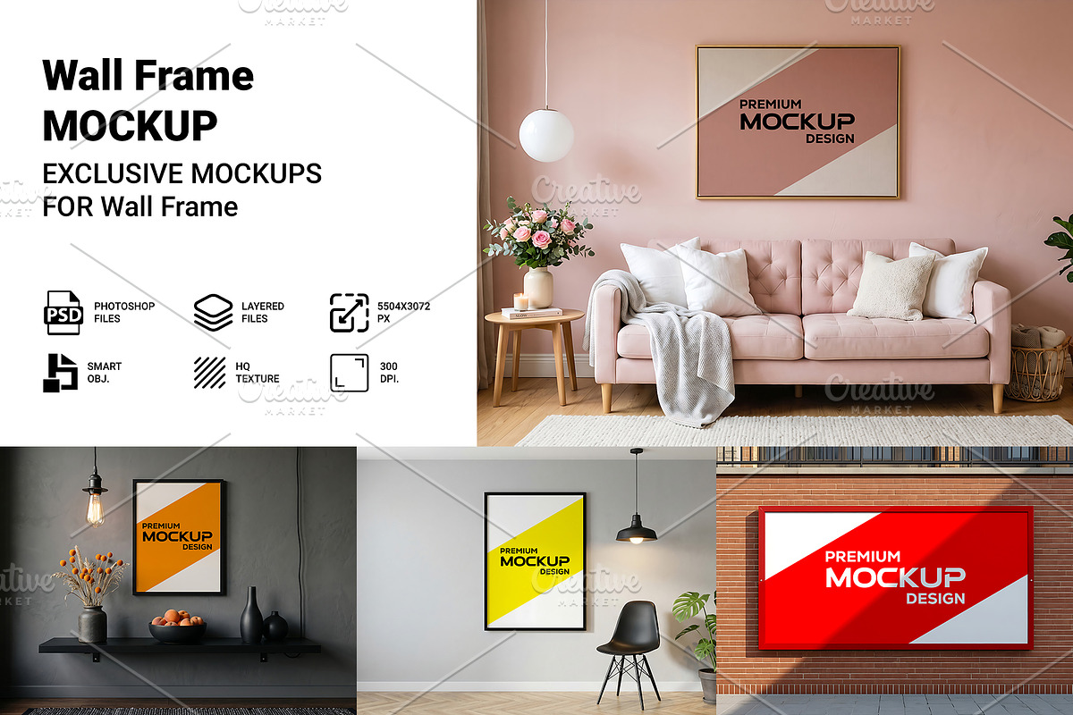 Premium Picture Frame PSD Mockup Set, a Household Mockup by AKASH-DESIGNS (Photo 1 of 5)