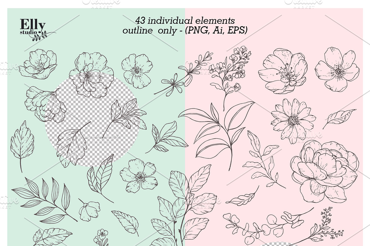 Modern Floral Graphic Collection, a Decorative Illustration by Elly Studio (Photo 11 of 12)