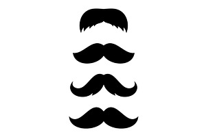 Set of four moustache silhouettes, an Object Illustration by GraphiShop