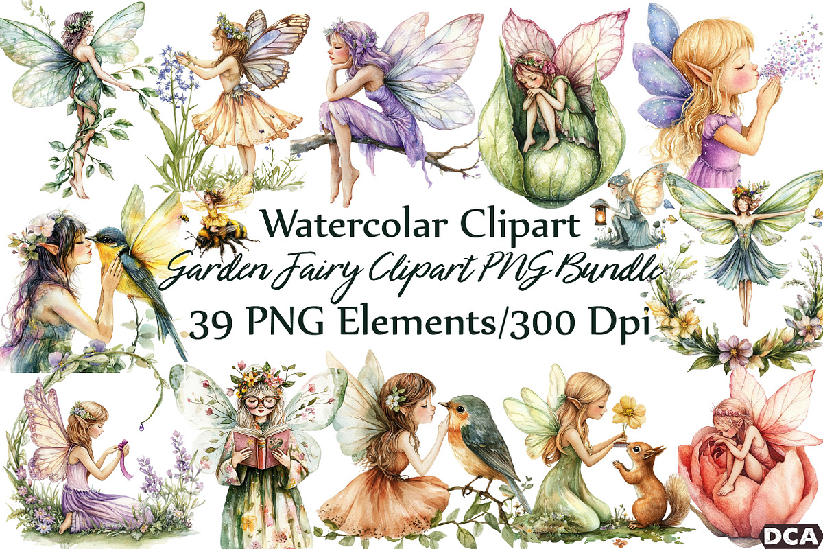 Garden Fairy Clipart PNG, an Illustration by DreamCafeArt (Photo 1 of 7)