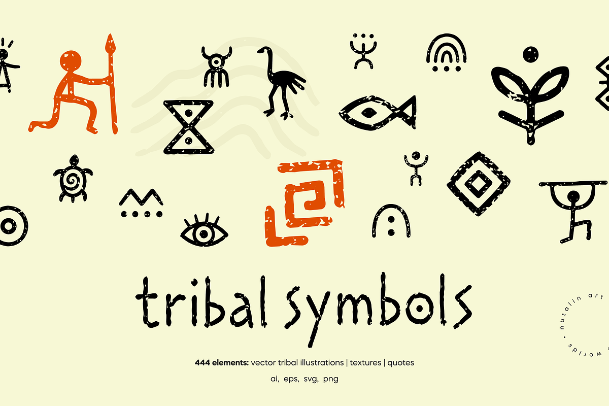 Tribal Shabby Symbols Vector Pack, an Object Graphic by Nutalin Art (Photo 1 of 13)