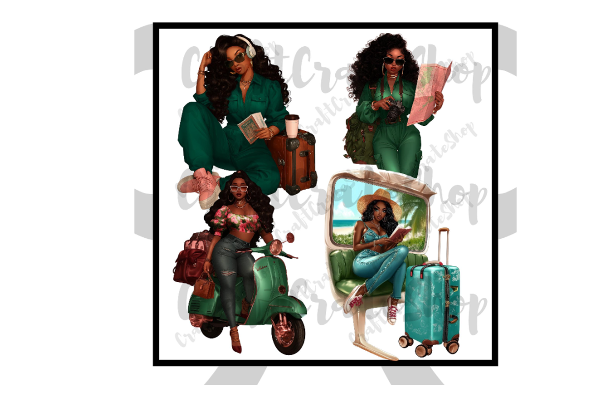 Black Woman Travel Clipart, an Illustration by CraftCrateShop (Photo 7 of 7)