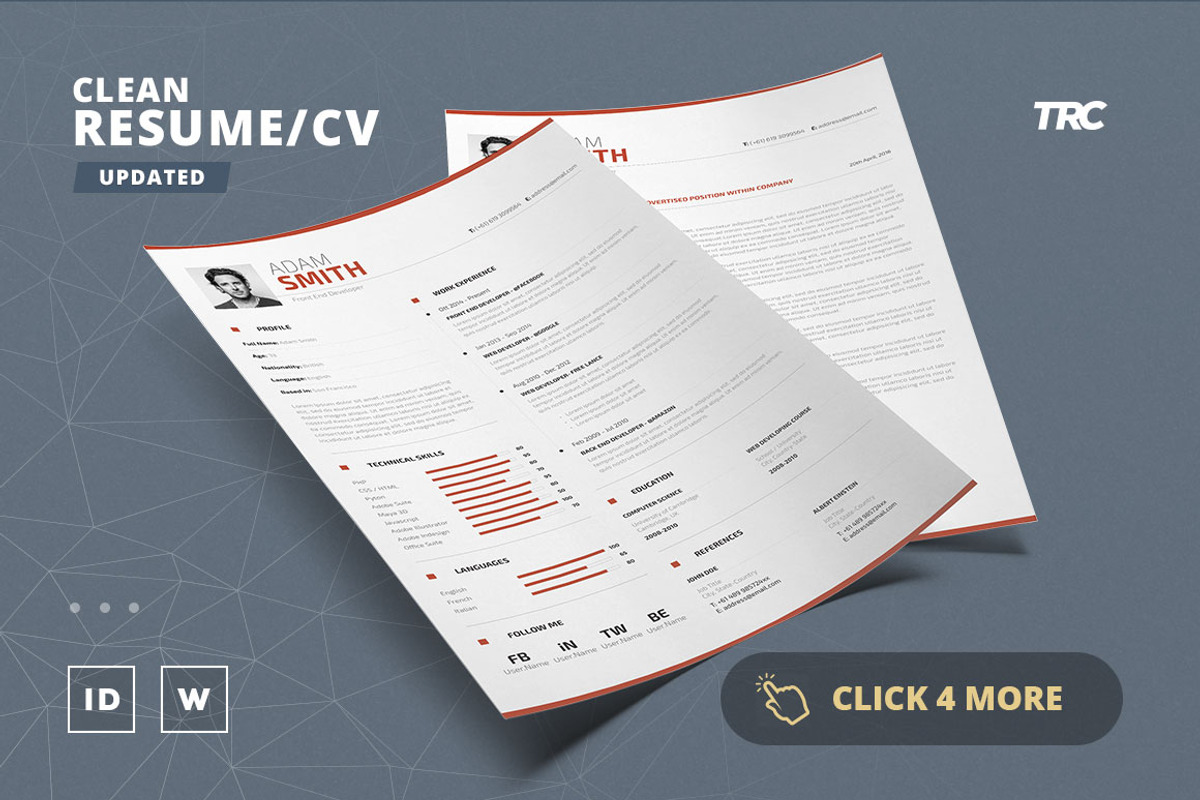 Clean Resume/Cv Template Volume 8, a Resume Template by TheResumeCreator (Photo 2 of 6)
