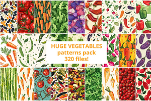 320 Vegetables Seamless Patterns