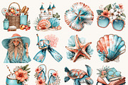 Watercolor Sun Kissed Summer Beach, a Seasonal Illustration by BusyDaydesign (Thumbnail 4 of 9)