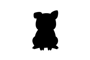 Piglet silhouette in sitting pose, an Animal Illustration by GraphiShop