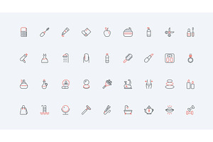 Cosmetics perfume body face icons, an Object Illustration by Lemberg Vector
