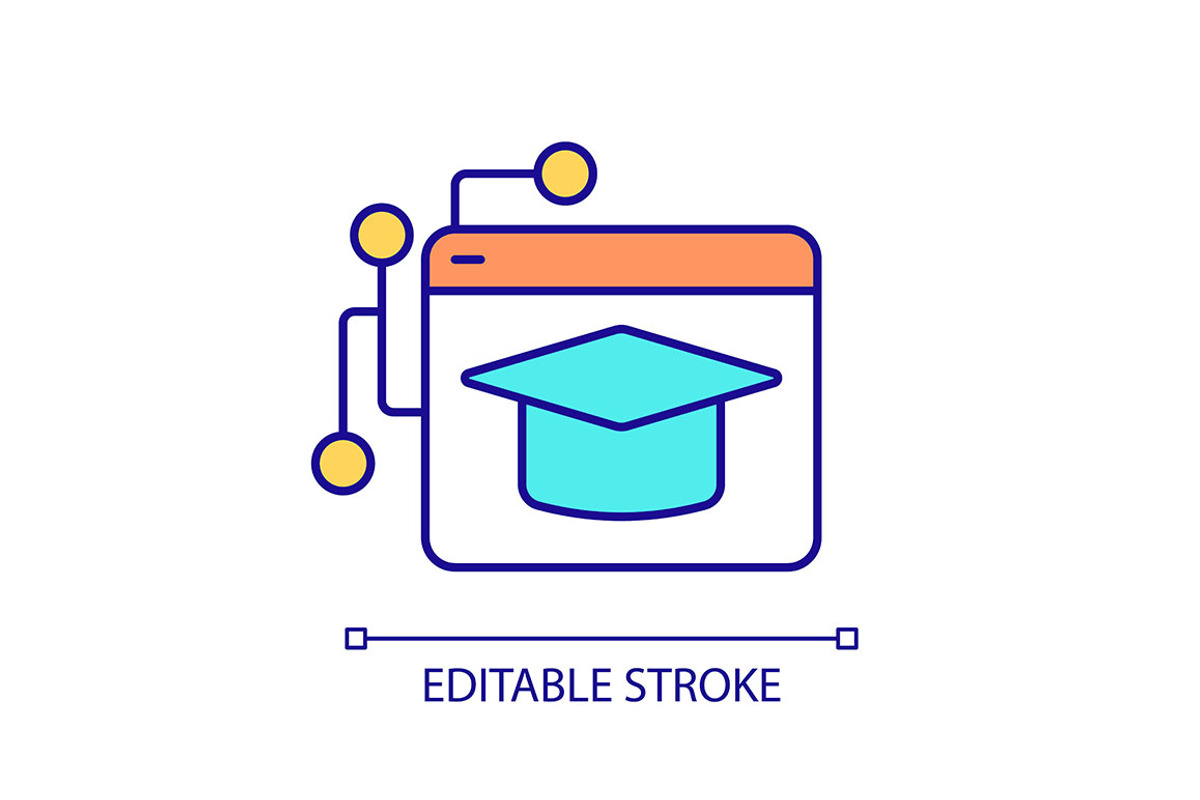Online education network RGB color, an Outline Icon by IMG Visuals
