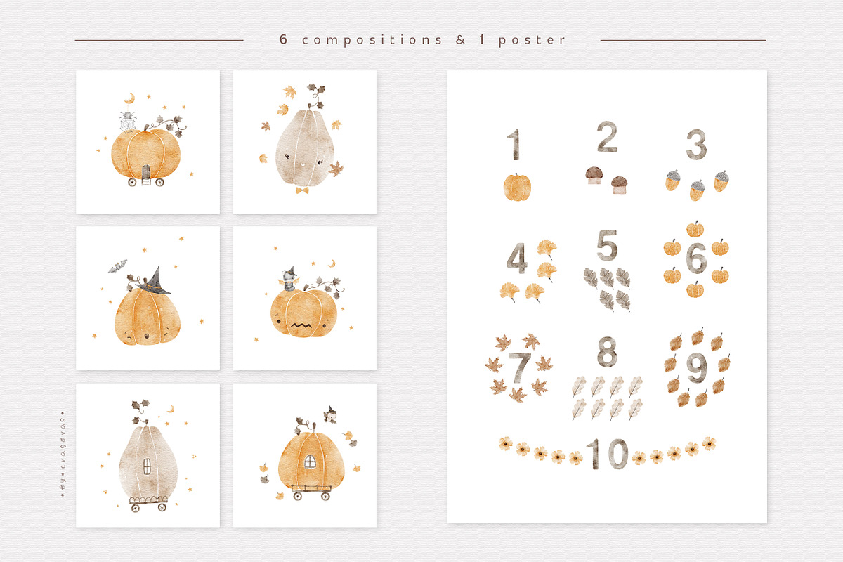 MAGICAL AUTUMN watercolor set, an Animal Illustration by erasovas (Photo 10 of 13)