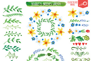 Watercolor Spring Big Set.Vector