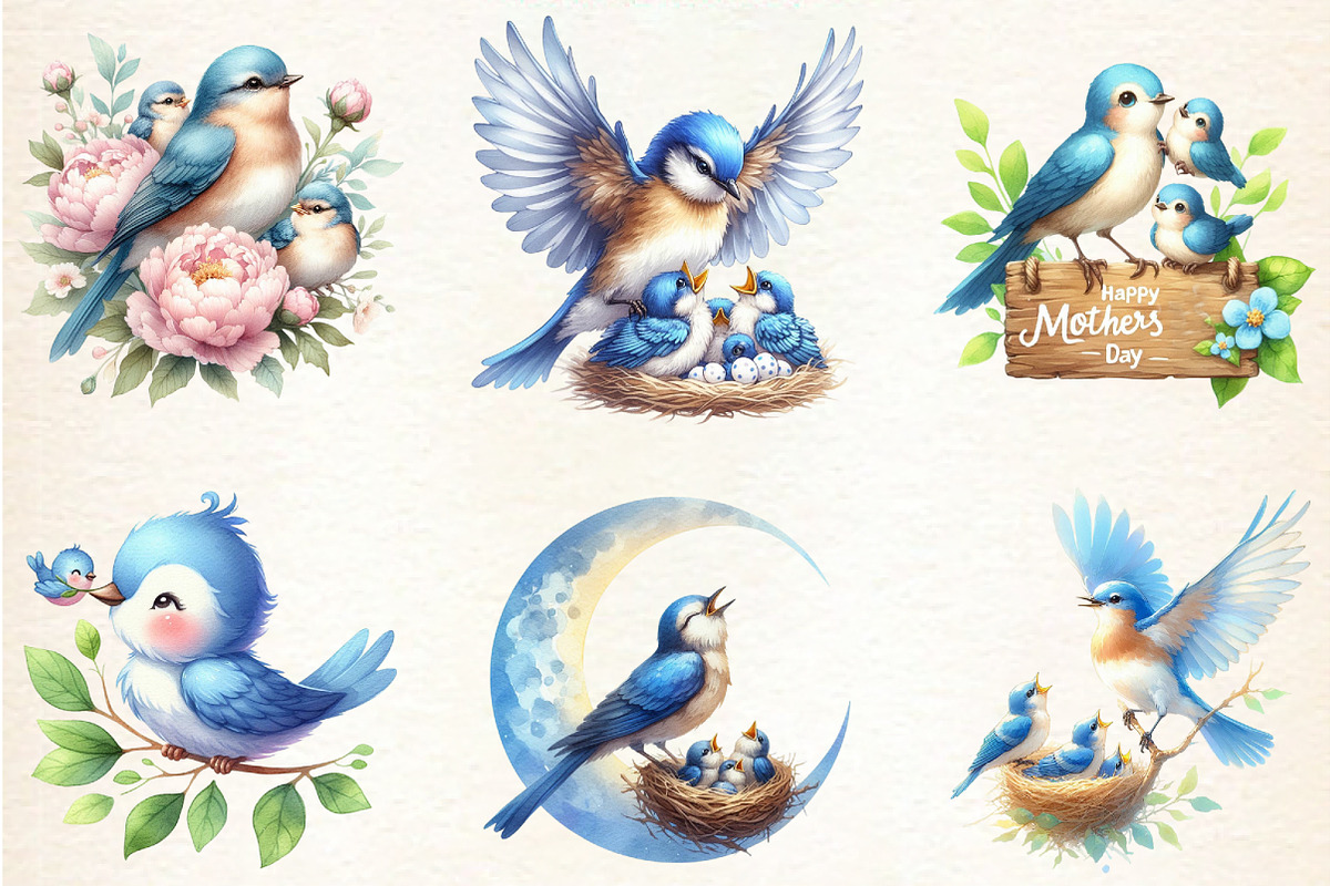 Mother's Day Bluebird Mom Sublimatio, an Illustration by DreamArtGraphic (Photo 4 of 4)