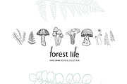 Doodle ferns and mushrooms, a Decorative Illustration by Funny-sunny (Thumbnail 1 of 5)