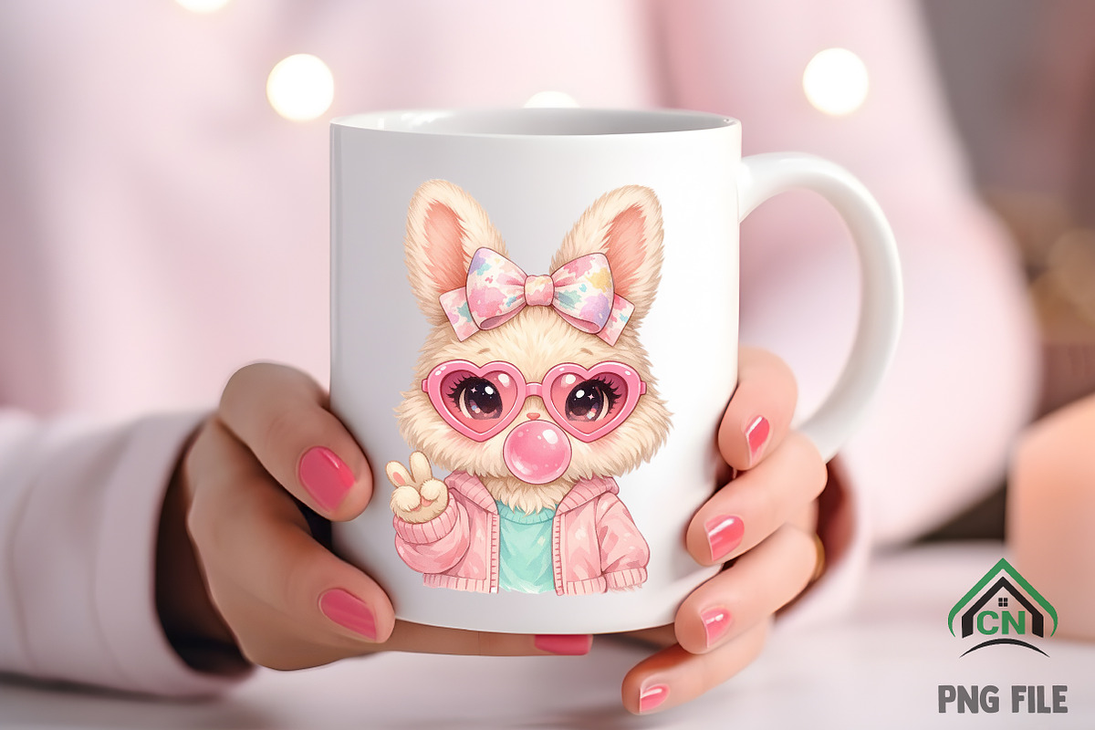 Cute Coquette Easter Bubblegum Bunny, an Illustration by Craft Nest (Photo 4 of 6)
