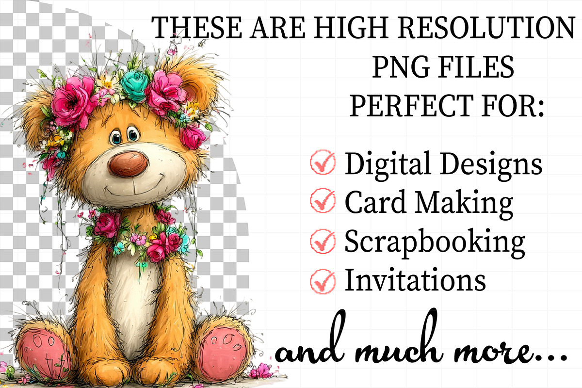 Floral Spring Teddy Bear Clipart, an Illustration by Daily.Designs (Photo 2 of 8)