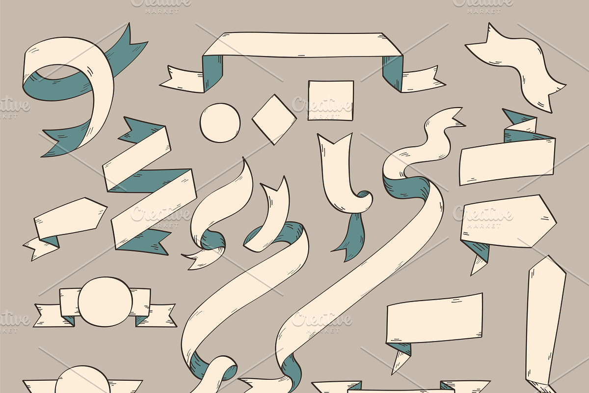 Ribbon sketch retro style, an Object Graphic by Smiley Creative (Photo 3 of 4)