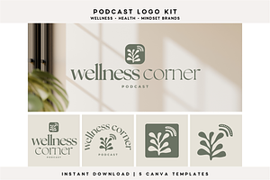 Podcast Logo Kit Canva Template, a Branding & Logo Template by BrandhavenStudio