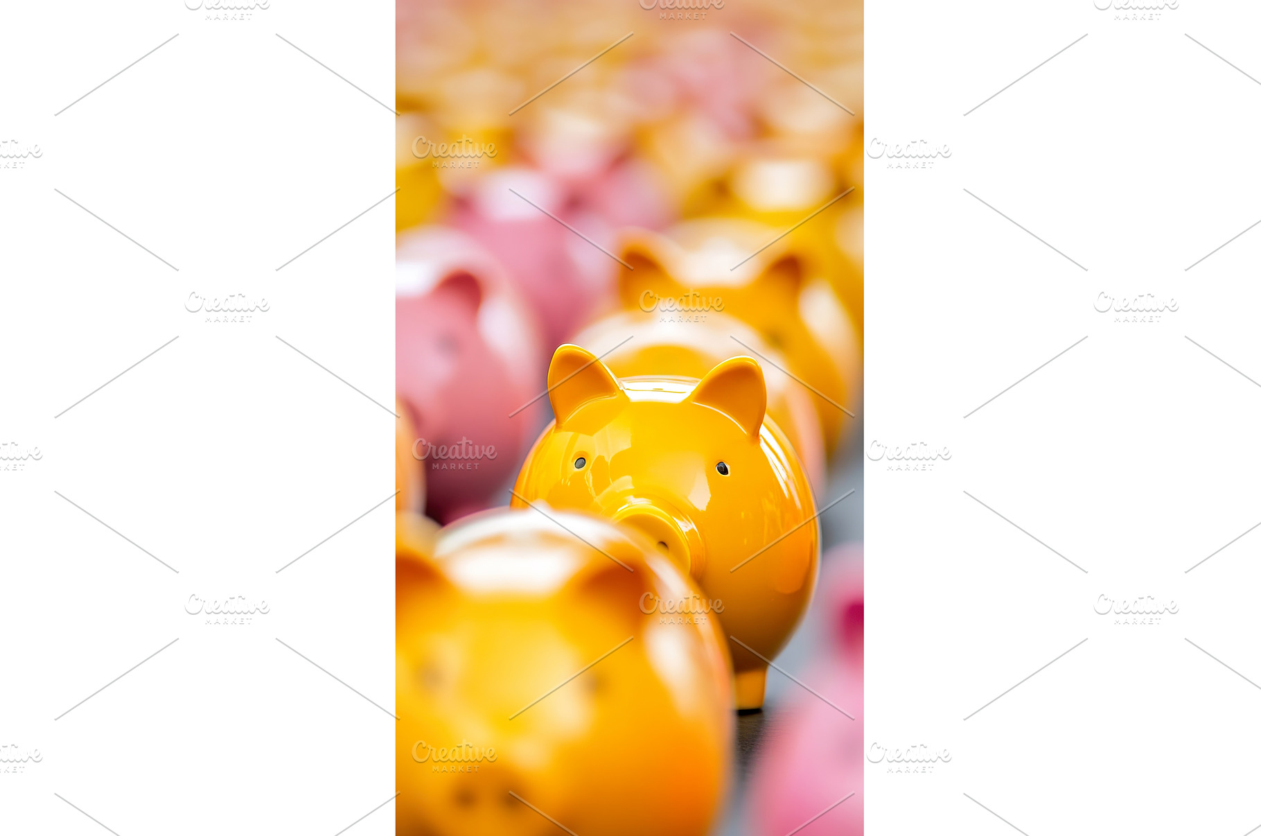 Rows of colorful piggy banks, a Business Photo by Lermont51