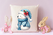 Christmas Polar Bear Blue Gingham, an Illustration by Designking (Thumbnail 3 of 4)