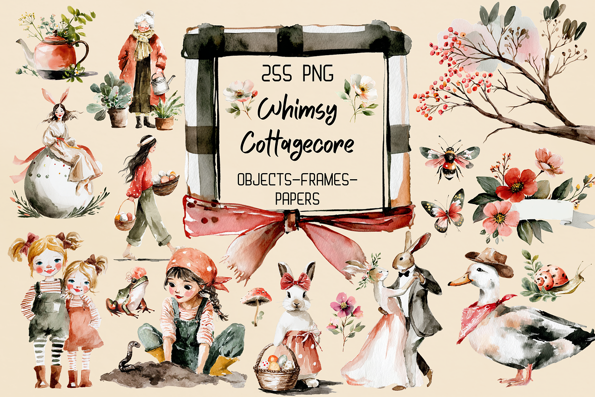 Whimsy Cottagecore Set, an Animal Illustration by GiraffeCreative (Photo 1 of 20)