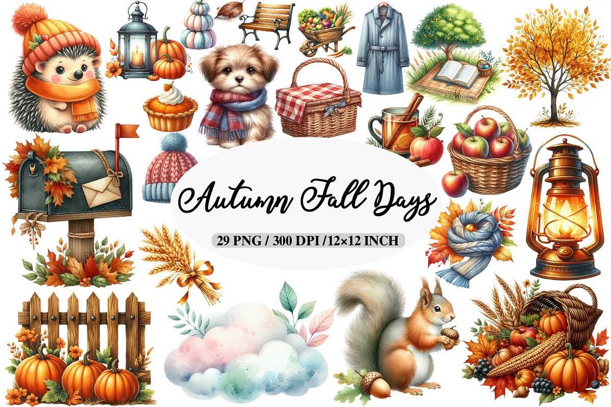 Autumn Fall Days Clipart Bundle, an Illustration by Daily.Designs (Photo 1 of 5)