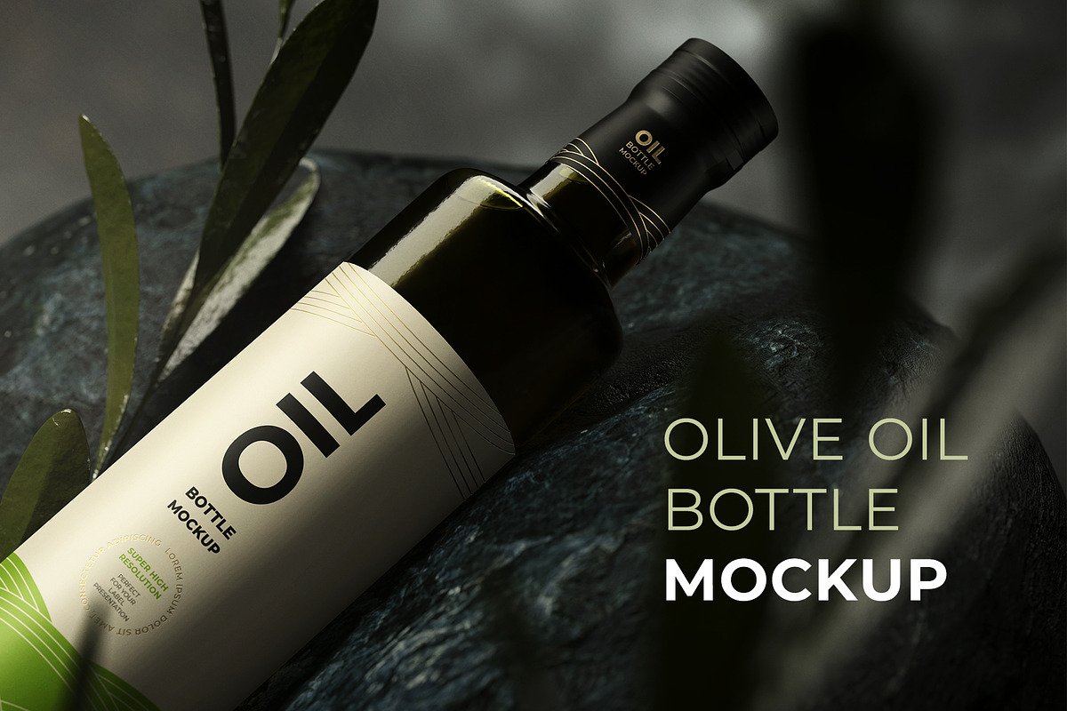 Olive Oil Bottle Mockup, a Packaging Mockup by AY Mock-Ups (Photo 1 of 10)