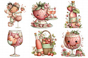 Cute Strawberry and Wine Clipart, an Illustration by Daily.Designs (Thumbnail 3 of 5)