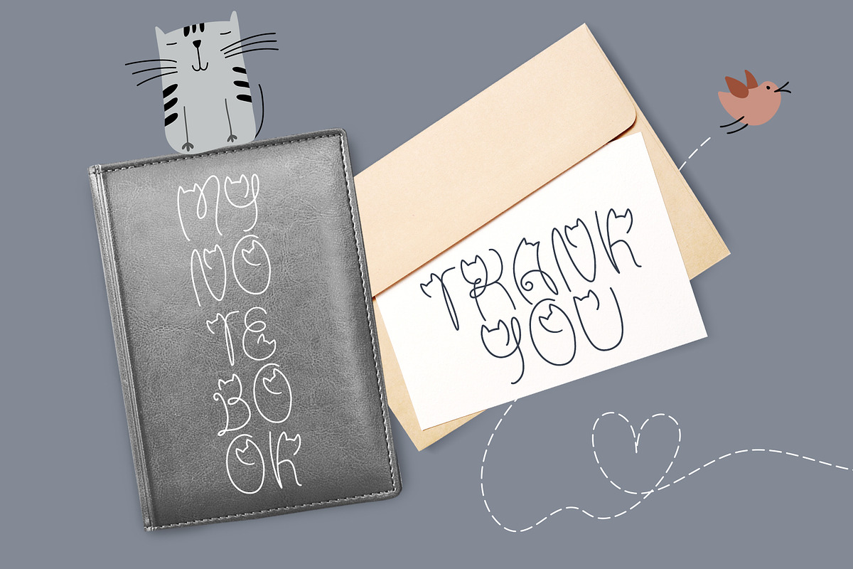 Cute Cat Hand Drawn Display Font, a Handwritten Font by Happy Letters (Photo 8 of 8)