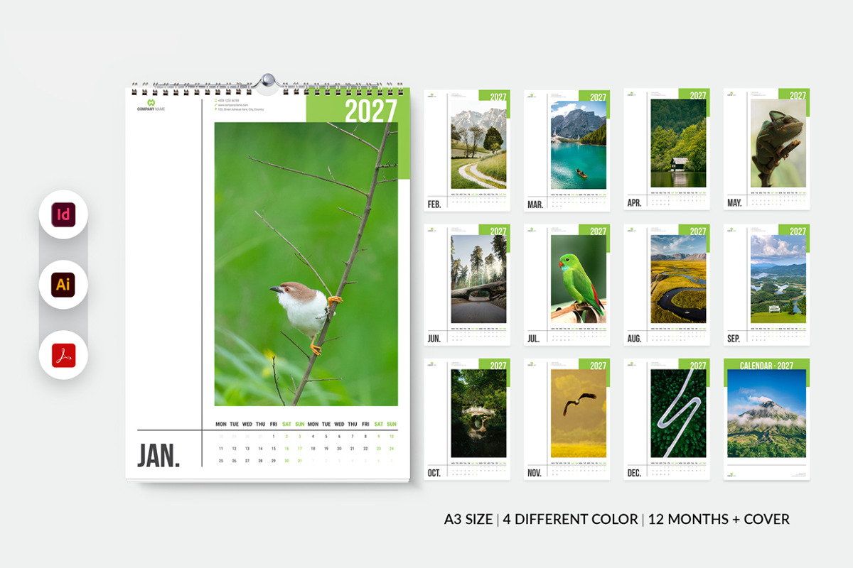 Minimal Wall Calendar 2027, a Stationery Template by MstArtwork (Photo 1 of 8)