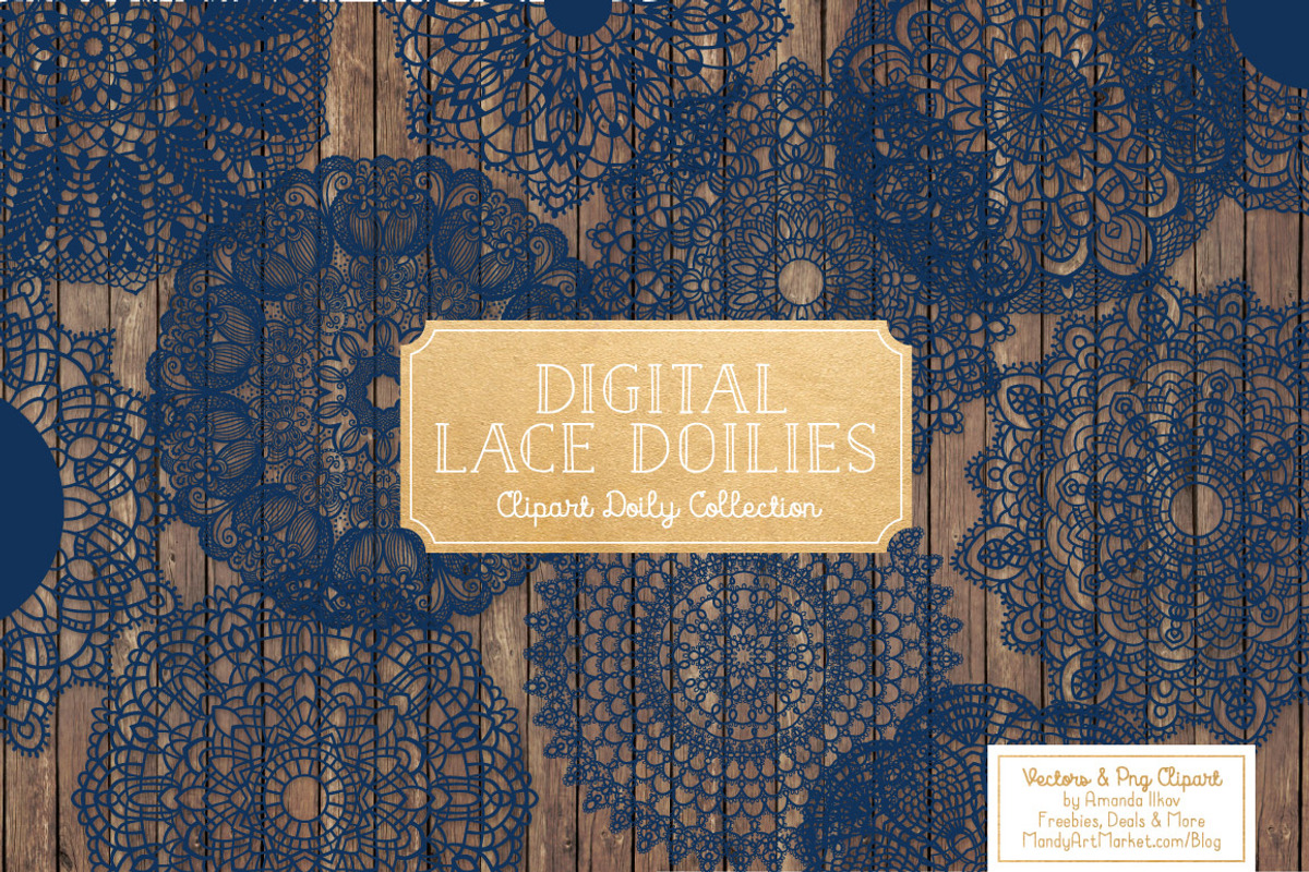Navy Lace Doilies Clipart & Vectors, an Illustration by Amanda Ilkov (Photo 2 of 4)