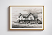 Golden frame mockup close up, an Advertising Mockup by Artjafara (Thumbnail 1 of 5)