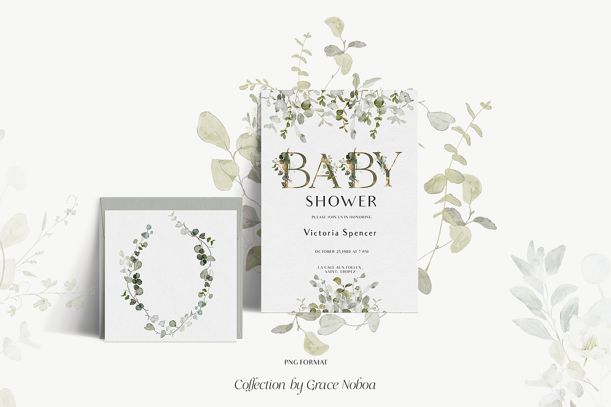 GREENERY & GOLD LEAVES watercolors, a Decorative Illustration by Grace Noboa Illustrations (Photo 12 of 14)