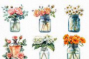Watercolor Flower Jar Clipart Bundle, an Illustration by Craft Nest (Thumbnail 5 of 6)
