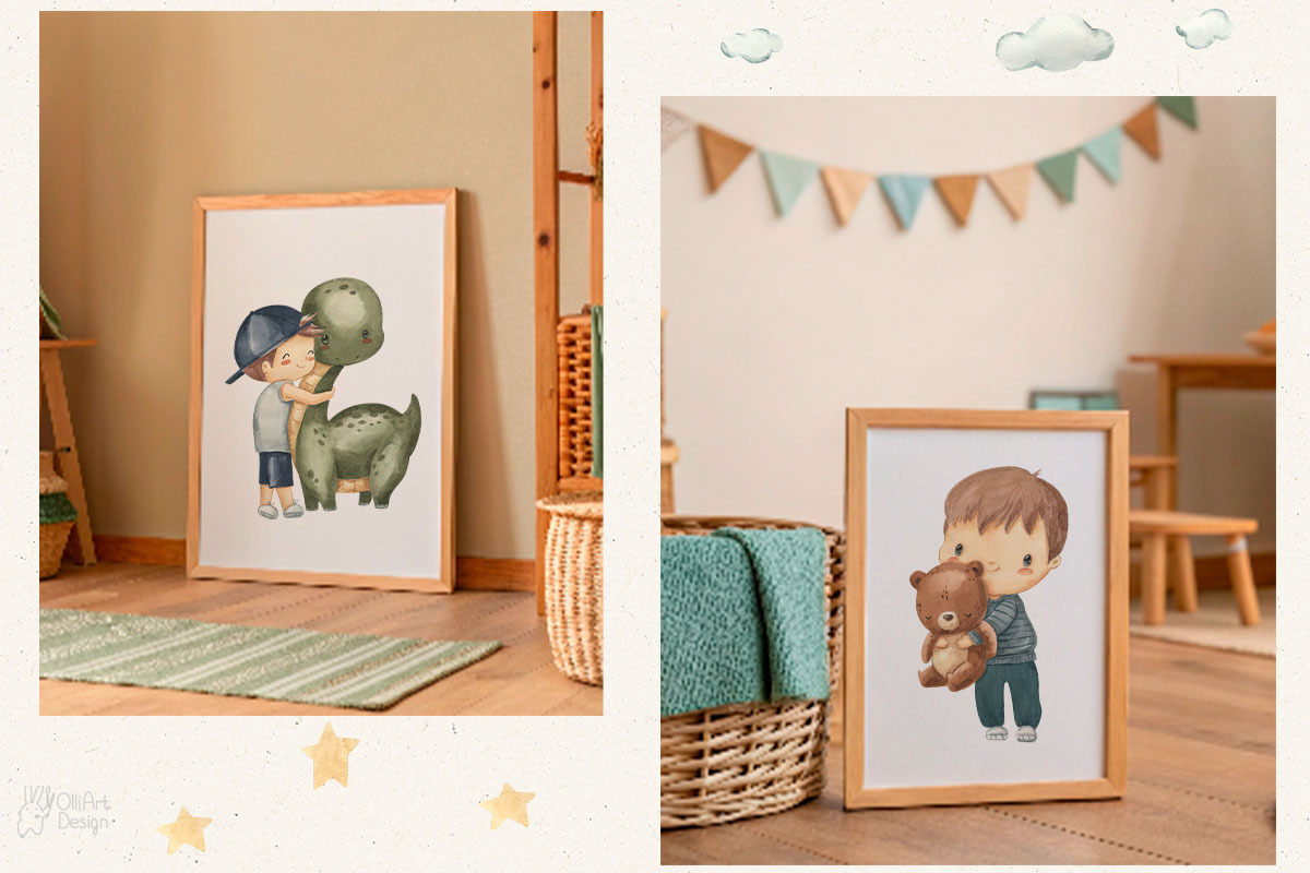 BOY-BOY. Watercolor clipart, a Person Illustration by OlliArtDesign (Photo 3 of 6)