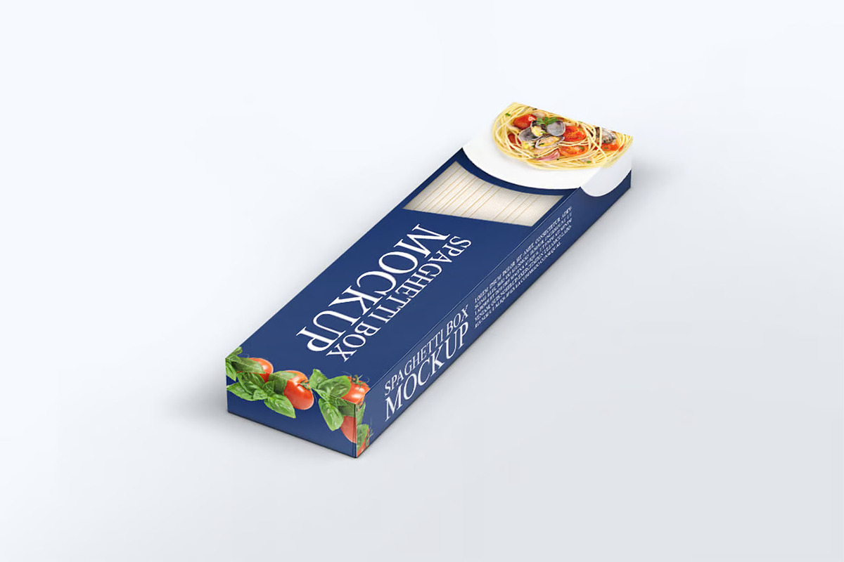 Spaghetti Box Mock-up, a Product Mockup by DesignRushMarket (Photo 5 of 6)