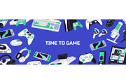 Video game devices set, backgrounds, a Technology Illustration by PaperTrident (Thumbnail 3 of 6)