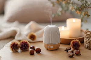 Relaxing atmosphere created by aromatherapy diffuser in a cozy indoor setting w, an Abstract Photo by AlyaAnd