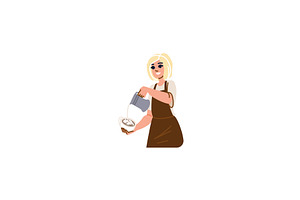 Barista pouring milk into coffee cup, a Food Illustration by pikepicture