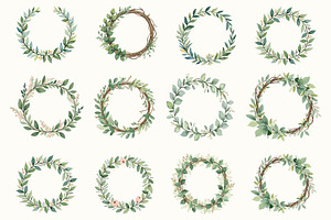 Elegant Greenery Wreath Set, an Illustration by Creativeshirt