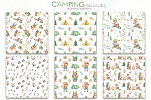 Camping Animals Watercolor