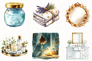 Watercolor Evening Routine Clipart, an Illustration by OK Design (Thumbnail 4 of 5)