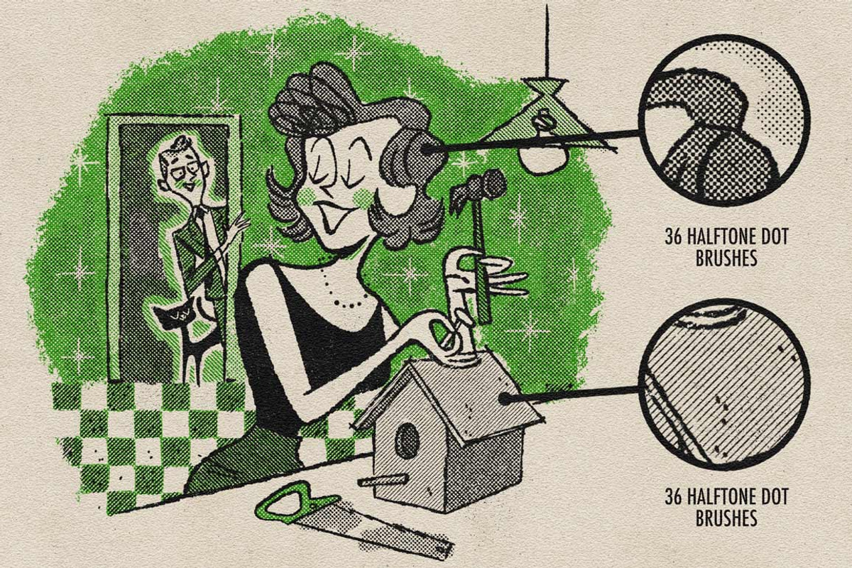 DupliTone Halftone Brushes Photoshop, a Brush Add-On by RetroSupply Co. (Photo 6 of 16)