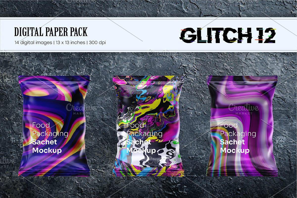 Glitch Psychedelic 12. Digital Paper, a Texture Illustration by KENO Mascots (Photo 4 of 8)