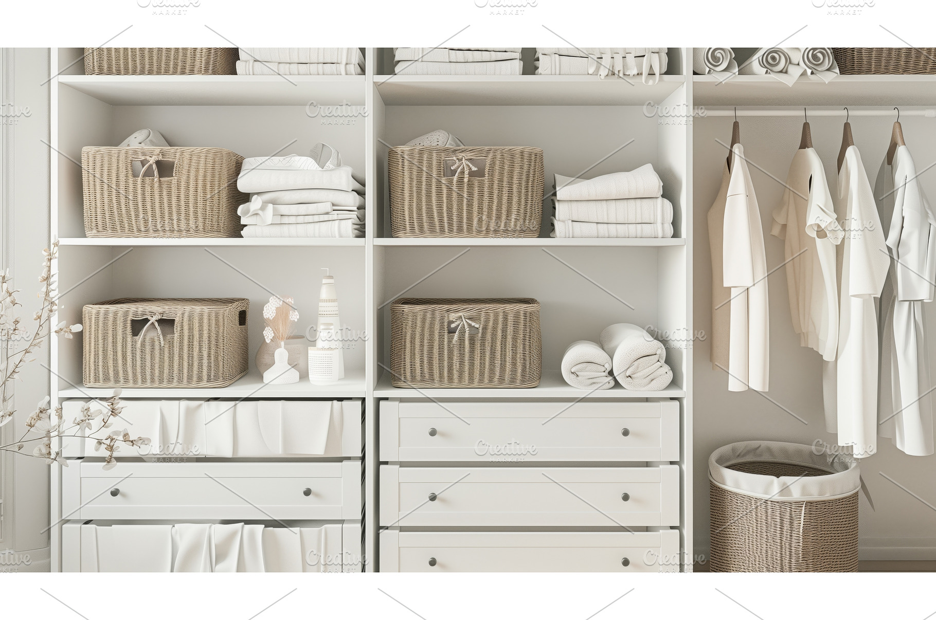 A neatly organized wardrobe with, an Abstract Photo by Sergey Kotenev