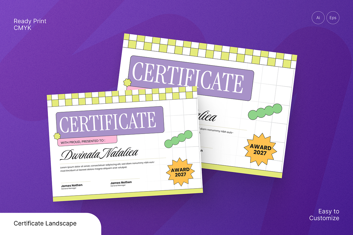 Colorful Pop Certificate Landscape