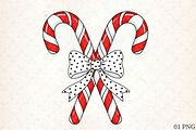 Candy Cane Bow Christmas Png, an Illustration by Libby Wishes (Thumbnail 1 of 6)