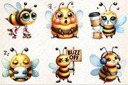 Funny Watercolor Quirky Bees Clipart, an Illustration by Rose Art (Thumbnail 2 of 7)