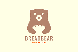bear grizzly with bread food logo, a Branding & Logo Template by devastd