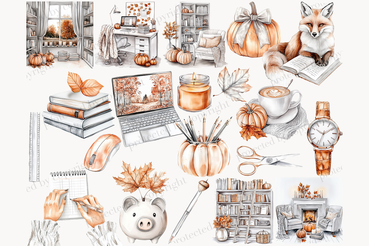 Autumn Planner Clipart Collection, a Person Illustration by GlamArtZhanna (Photo 4 of 8)